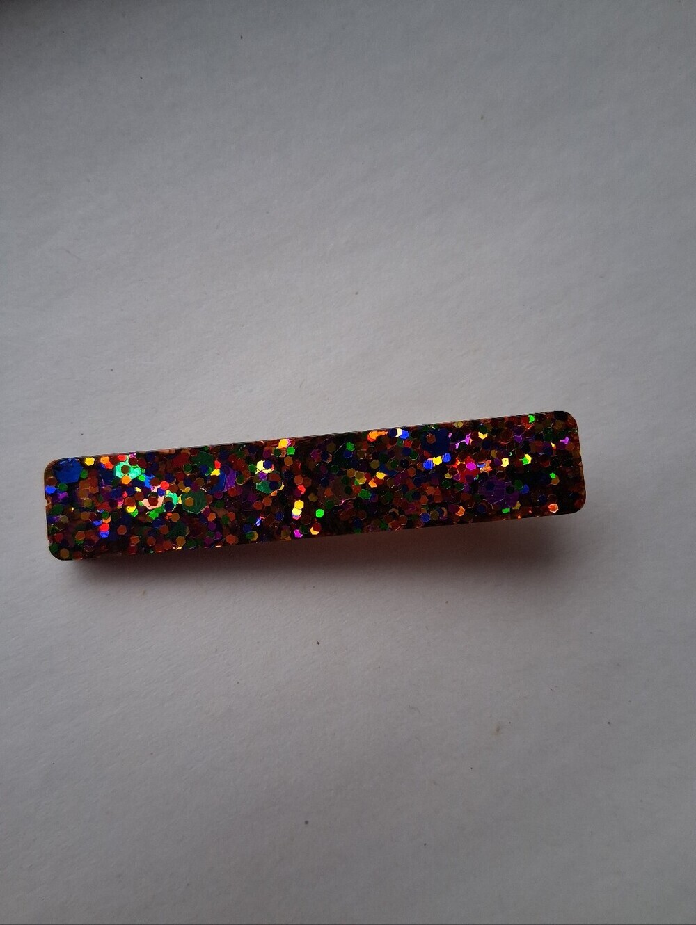 5/$25 Hand Crafted Multicolor Glitter Rectangular Barrette
